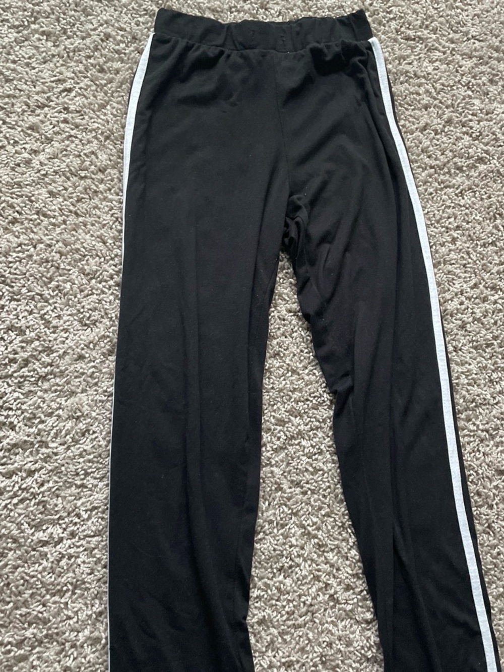 Fashion Nova Black Track Pants with White Side Stripe